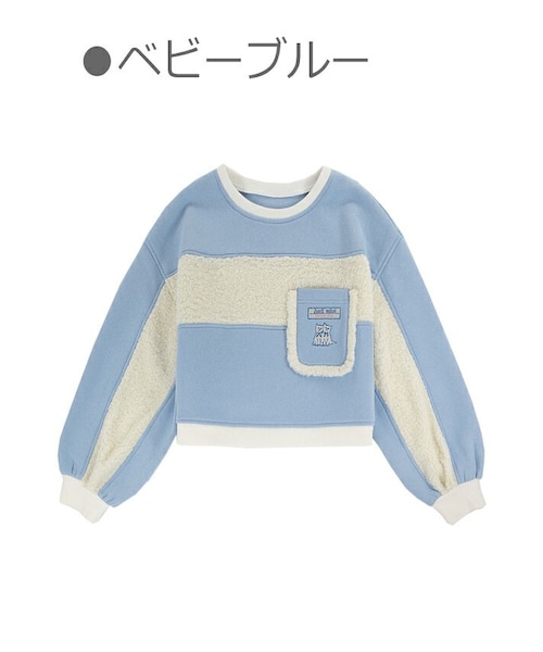 Bobon21(ボボンニジュウイチ)の「BIGポケット裏起毛ボアボーダースウェット-全3色-(スウェット・レディース・ブルー/レッド/ピンク・S/M/L)」の1枚目の写真