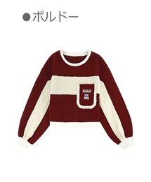 Bobon21 | BIGポケット裏起毛ボアボーダースウェット-全３色-(スウェット)