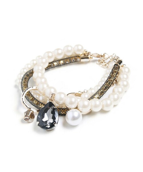 MURIEL&MERCURIA(マリエルアンドマキュリア)の「ブラックメッシュパールブレスレット(ブレスレット・レディース・GOLD・F)」の1枚目の写真