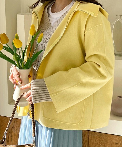 DHOLIC（ディーホリック）の「フードジップアップジャンパー（その他アウター・レディース・ベージュ/ミント/イエロー・ONESIZE）」の3枚目の写真