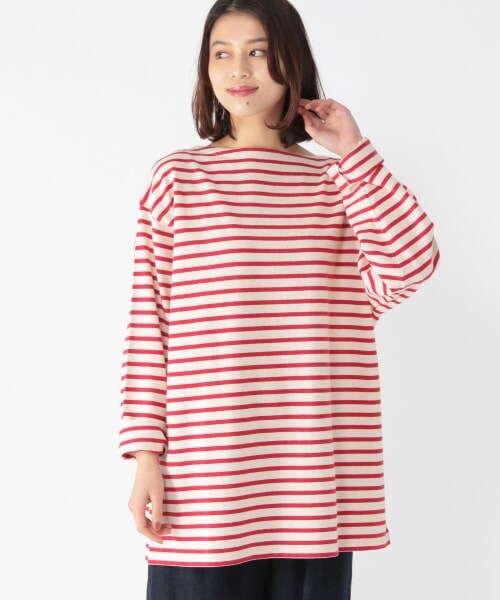 studio CLIP（スタディオクリップ）の「[ユニセックス]起毛ボーダーワイドプルオーバー（トップス・ブラック/レッド/ネイビー）」の2枚目の写真