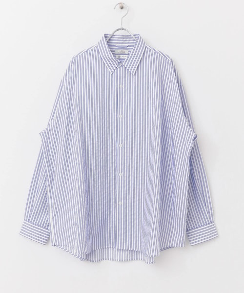 URBAN RESEARCH Sonny Label（アーバンリサーチサニーレーベル）の「ALBINIオーバーシャツ（その他・メンズ・ネイビー/ホワイト/ストライプ・M/L）」の11枚目の写真