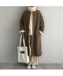 copine | 在庫限り！着回し大活躍！ボア×キルティングリバーシブルノーカラーロングコート(3color)(その他アウター)