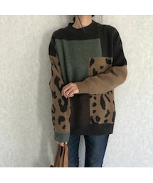 copine | レオパード柄がアクセント！おしゃれもっちりニット（2color）(ニット/セーター)