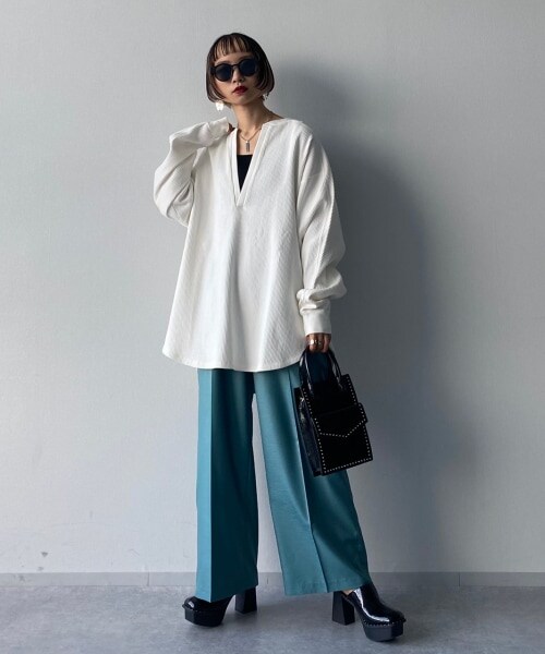 PAGEBOY（ページボーイ）の「【CORE】ヘビーオンスリブプルオーバー（トップス・レディース・オフホワイト/ブラック・FREE）」の6枚目の写真