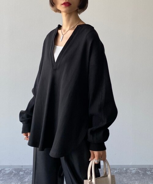 PAGEBOY（ページボーイ）の「【CORE】ヘビーオンスリブプルオーバー（トップス・レディース・オフホワイト/ブラック・FREE）」の2枚目の写真