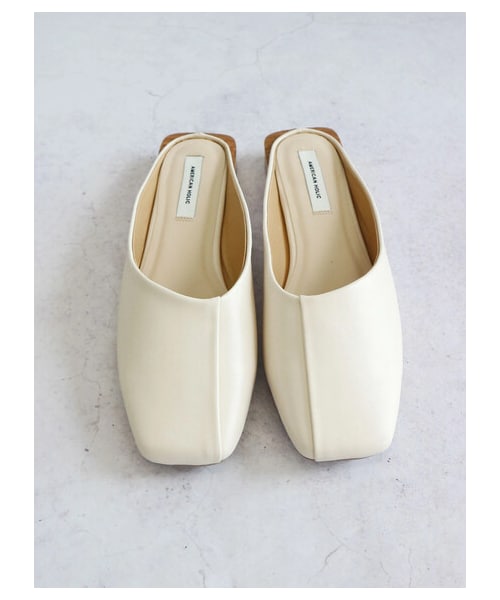 AMERICAN HOLIC（アメリカンホリック）の「【先行予約】オーバーヒールスクエアミュール（シューズ・アイボリー/ブラック/バーガンディー・S/M/L）」の2枚目の写真