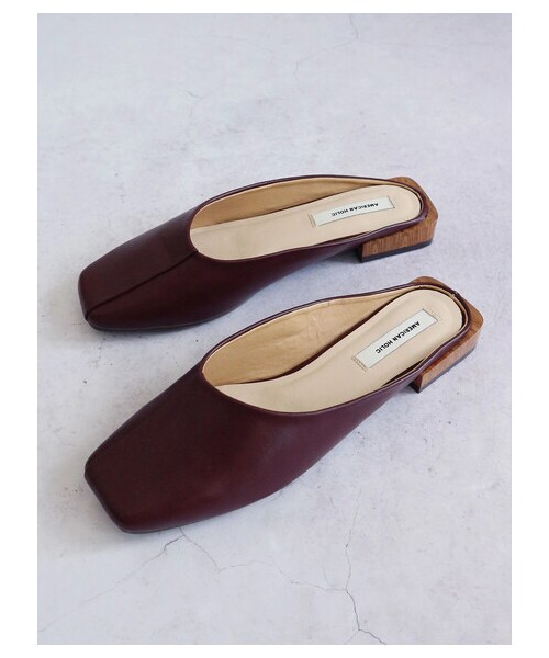 AMERICAN HOLIC（アメリカンホリック）の「【先行予約】オーバーヒールスクエアミュール（シューズ・アイボリー/ブラック/バーガンディー・S/M/L）」の10枚目の写真