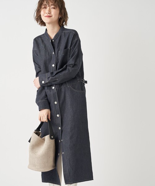 RIVE DROITE（リヴドロワ）の「【一枚で様になる】コットンリネントップデニムワンピース（ワンピース・レディース・ベージュ/ネイビー・F）」の2枚目の写真