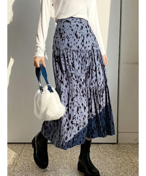 DHOLIC（ディーホリック）の「レオパードスカート（スカート・レディース・ベージュ/ディープスカイブルー/アイボリー・ONESIZE）」の3枚目の写真