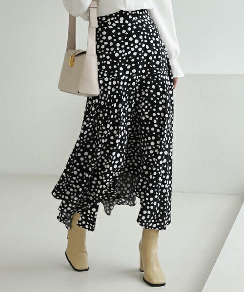 DHOLIC（ディーホリック）の「レオパードフレアスカート（スカート・レディース・ホワイト/ブラック・ONESIZE）」の2枚目の写真