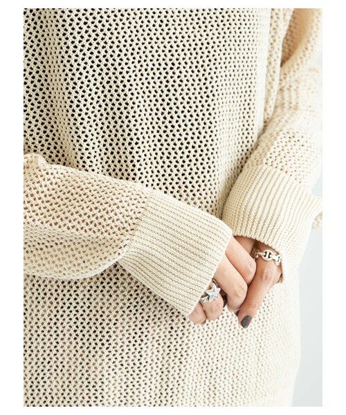 GARAGE OF GOOD CLOTHING（ガレージオブグッドクロージング）の「メッシュクルーネックプルオーバー（トップス・オフホワイト/ブラック/ライトベージュ・F）」の11枚目の写真