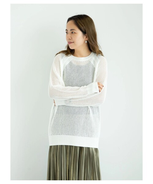 GARAGE OF GOOD CLOTHING（ガレージオブグッドクロージング）の「メッシュクルーネックプルオーバー（トップス・オフホワイト/ブラック/ライトベージュ・F）」の14枚目の写真