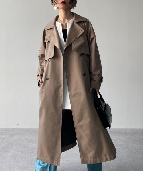 PAGEBOY（ページボーイ）の「シャンブレートレンチコート（ジャケット/アウター・ベージュ/ダスティーブルー）」の5枚目の写真