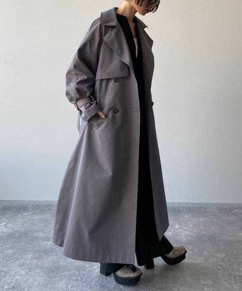 PAGEBOY（ページボーイ）の「シャンブレートレンチコート（ジャケット/アウター・ベージュ/ダスティーブルー）」の2枚目の写真