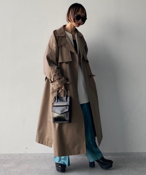 PAGEBOY（ページボーイ）の「シャンブレートレンチコート（ジャケット/アウター・ベージュ/ダスティーブルー）」の7枚目の写真