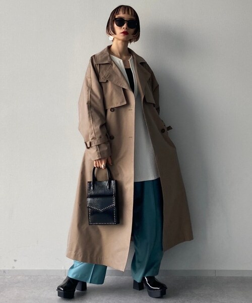 PAGEBOY（ページボーイ）の「シャンブレートレンチコート（ジャケット/アウター・ベージュ/ダスティーブルー）」の6枚目の写真