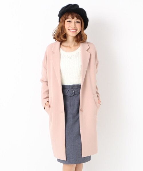 Heather(ヘザー)の「TRチェスターコート(ジャケット/アウター・レディース・ライトピンク/オフベージュ/ネイビー・S/M)」の1枚目の写真