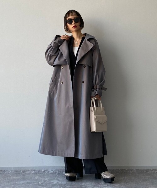 PAGEBOY(ページボーイ)の「【CORE】シャンブレートレンチコート(ジャケット/アウター・レディース・ベージュ/ダスティーブルー・S, M)」の17枚目の写真