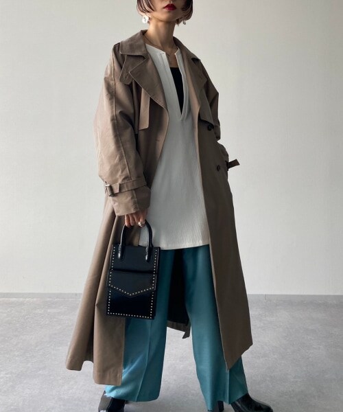 PAGEBOY(ページボーイ)の「【CORE】シャンブレートレンチコート(ジャケット/アウター・レディース・ベージュ/ダスティーブルー・S, M)」の3枚目の写真