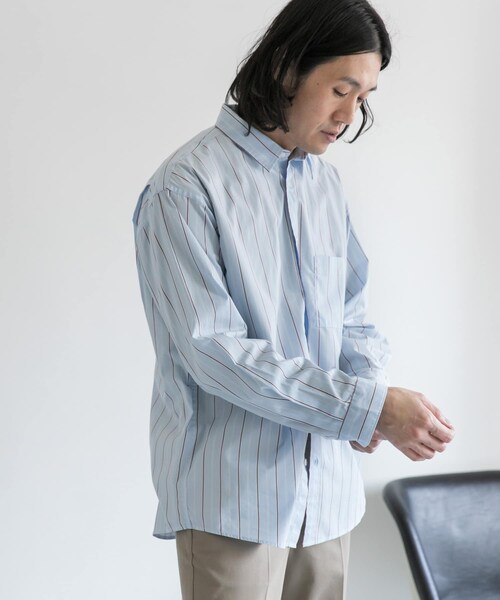 URBAN RESEARCH DOORS（アーバンリサーチドアーズ）の「ストライプドロップショルダーシャツ（その他・メンズ・Beige Srp/Blue Srp/Ecru Srp・38/40）」の6枚目の写真