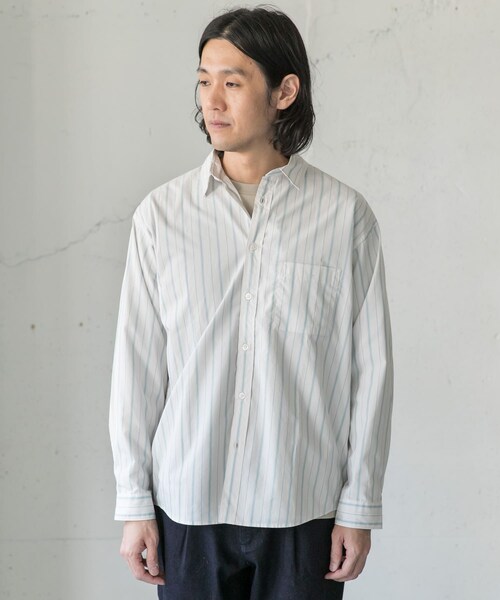 URBAN RESEARCH DOORS（アーバンリサーチドアーズ）の「ストライプドロップショルダーシャツ（その他・メンズ・Beige Srp/Blue Srp/Ecru Srp・38/40）」の19枚目の写真