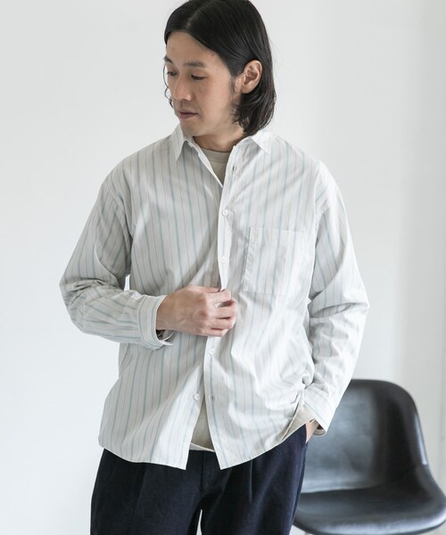 URBAN RESEARCH DOORS（アーバンリサーチドアーズ）の「ストライプドロップショルダーシャツ（その他・メンズ・Beige Srp/Blue Srp/Ecru Srp・38/40）」の10枚目の写真