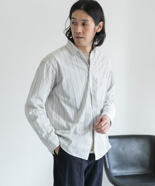 URBAN RESEARCH DOORS（アーバンリサーチドアーズ）の「ストライプドロップショルダーシャツ（その他・メンズ・Beige Srp/Blue Srp/Ecru Srp・38/40）」の12枚目の写真
