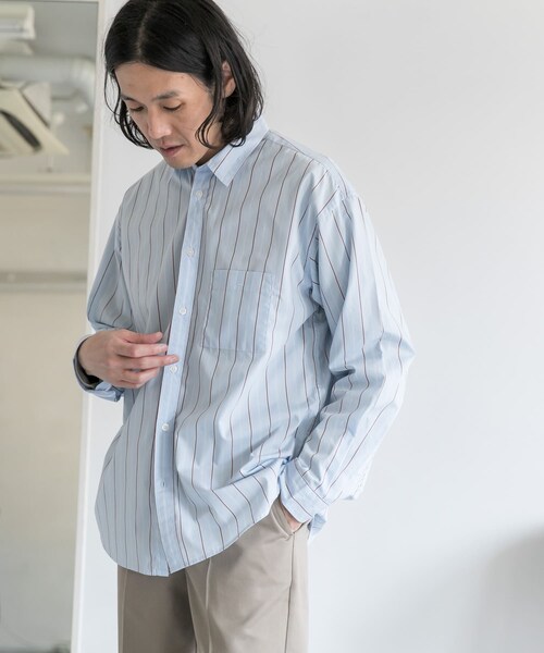 URBAN RESEARCH DOORS（アーバンリサーチドアーズ）の「ストライプドロップショルダーシャツ（その他・メンズ・Beige Srp/Blue Srp/Ecru Srp・38/40）」の7枚目の写真