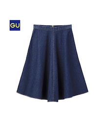 GU | （GU）デニムミドルフレアスカート(スカート)
