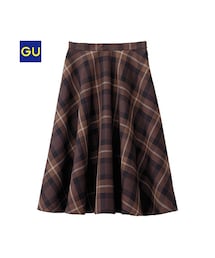 GU | （GU）チェックミディフレアスカート（チェック）(スカート)