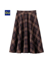 GU | （GU）チェックミディフレアスカート（チェック）(スカート)