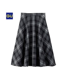 GU | （GU）チェックミディフレアスカート（チェック）(スカート)