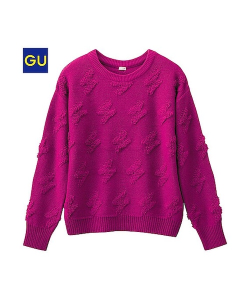 GU（ジーユー）の「（GU）サンダーセーター（長袖）（WOMEN ⁄ ニット・レディース・OFF WHITE/NAVY/PURPLE・L/XL/S/M）」の3枚目の写真
