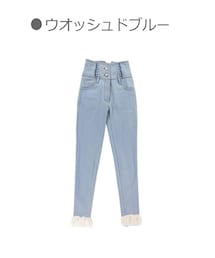 Bobon21 | バックリボン裏起毛スキニーパンツ-全2色-(デニムパンツ)