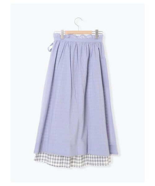 Samansa Mos2(サマンサ モスモス)の「2枚重ねエプロンスカート(スカート・オフホワイト/ブラック/ラベンダー・F)」の2枚目の写真