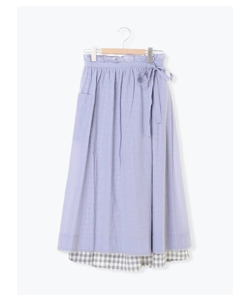 Samansa Mos2(サマンサ モスモス)の「2枚重ねエプロンスカート(スカート・オフホワイト/ブラック/ラベンダー・F)」の1枚目の写真