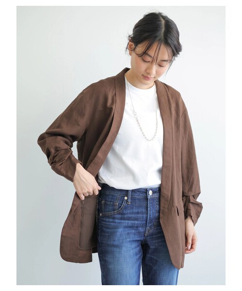AMERICAN HOLIC（アメリカンホリック）の「【先行予約】リネンブレンドジャケット（ジャケット/アウター・ベージュ/ブラウン・M/L）」の9枚目の写真