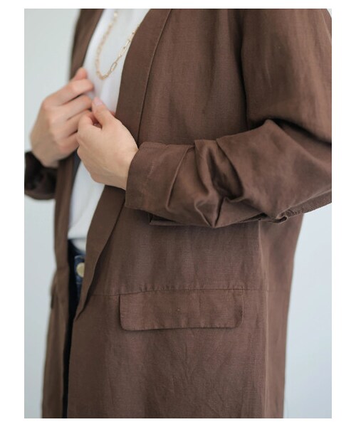 AMERICAN HOLIC（アメリカンホリック）の「【先行予約】リネンブレンドジャケット（ジャケット/アウター・ベージュ/ブラウン・M/L）」の7枚目の写真