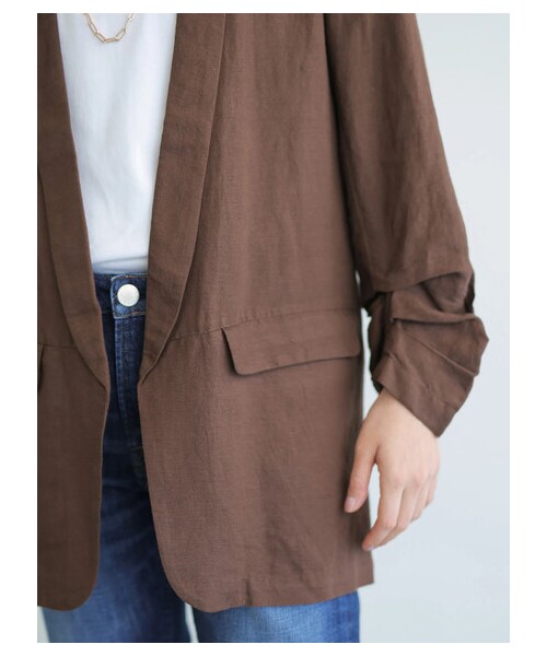 AMERICAN HOLIC（アメリカンホリック）の「【先行予約】リネンブレンドジャケット（ジャケット/アウター・ベージュ/ブラウン・M/L）」の8枚目の写真