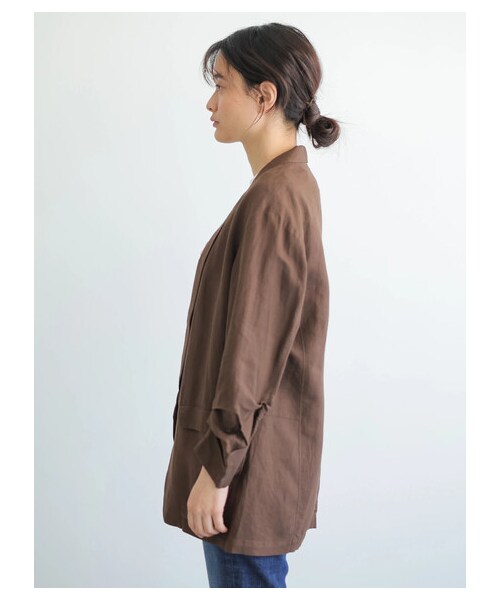 AMERICAN HOLIC（アメリカンホリック）の「【先行予約】リネンブレンドジャケット（ジャケット/アウター・ベージュ/ブラウン・M/L）」の3枚目の写真