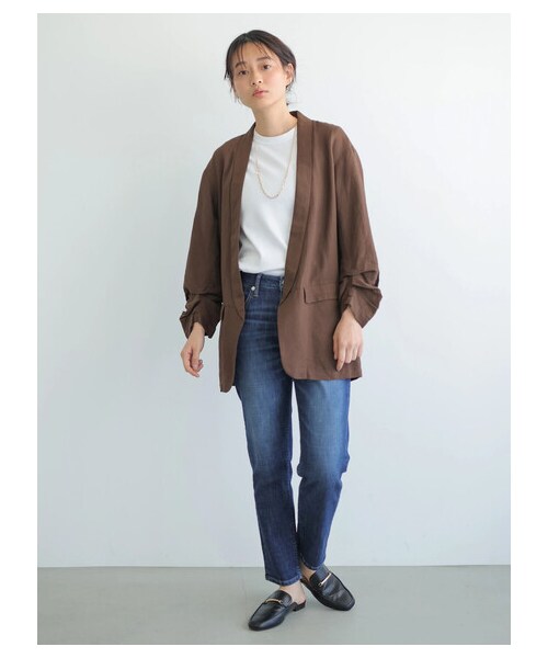 AMERICAN HOLIC（アメリカンホリック）の「【先行予約】リネンブレンドジャケット（ジャケット/アウター・ベージュ/ブラウン・M/L）」の10枚目の写真