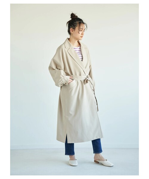 AMERICAN HOLIC（アメリカンホリック）の「【先行予約】花粉防止袖ギャザーデザイントレンチコート（ジャケット/アウター・ライトグレー/ブラック/ライトベージュ/ブルー・F）」の22枚目の写真