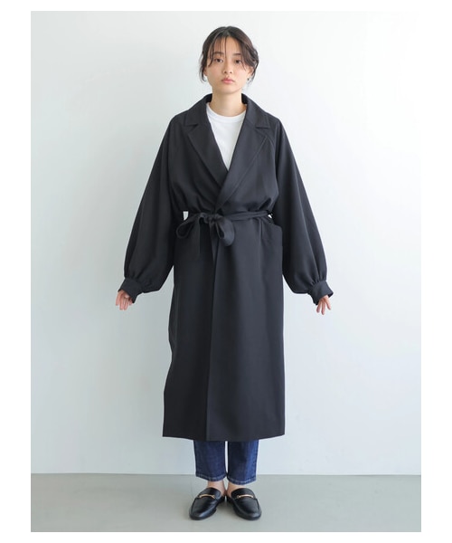 AMERICAN HOLIC（アメリカンホリック）の「【先行予約】花粉防止袖ギャザーデザイントレンチコート（ジャケット/アウター・ライトグレー/ブラック/ライトベージュ/ブルー・F）」の12枚目の写真