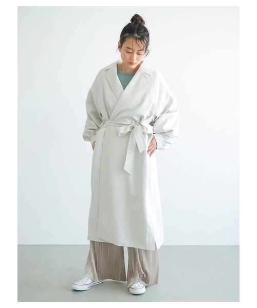 AMERICAN HOLIC（アメリカンホリック）の「【先行予約】花粉防止袖ギャザーデザイントレンチコート（ジャケット/アウター・ライトグレー/ブラック/ライトベージュ/ブルー・F）」の16枚目の写真