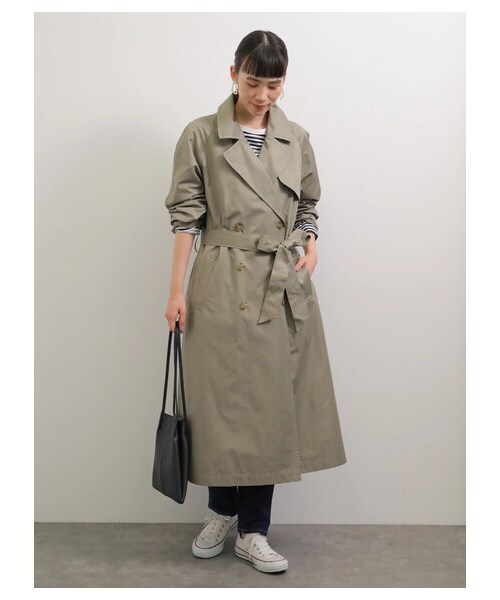 AMERICAN HOLIC（アメリカンホリック）の「【先行予約】花粉防止ロングトレンチコート（ジャケット/アウター・ベージュ/カーキ・M/L）」の2枚目の写真