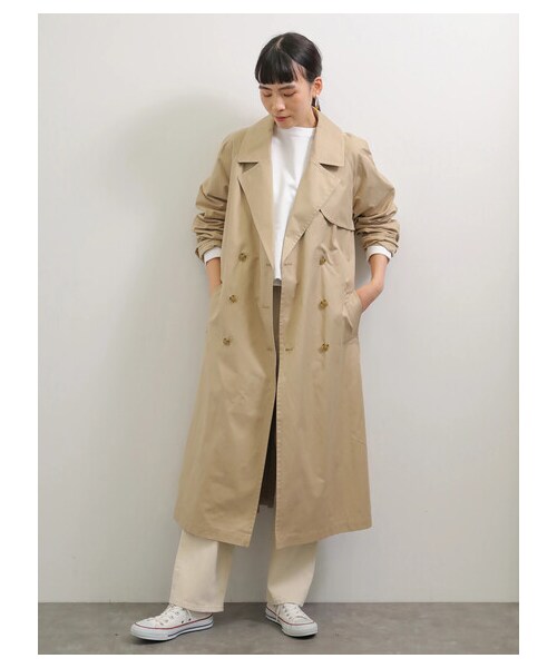 AMERICAN HOLIC（アメリカンホリック）の「【先行予約】花粉防止ロングトレンチコート（ジャケット/アウター・ベージュ/カーキ・M/L）」の10枚目の写真