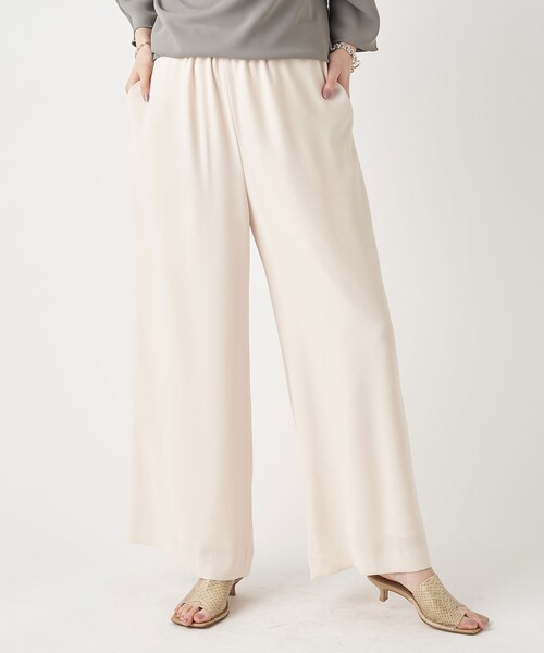 RIVE DROITE（リヴドロワ）の「《予約》【《着回し力抜群》手洗い可】バックサテンジョーゼットドロストワイドパンツ（その他パンツ・レディース・アイボリー/ミント/ネイビー・36/38）」の2枚目の写真