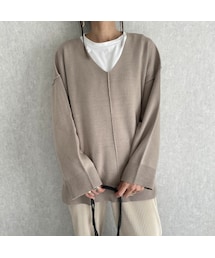 copine | 【2021ss】サイドスリットデザイン！ゆる可愛いシンプルVネックニット(3color)(ニット/セーター)