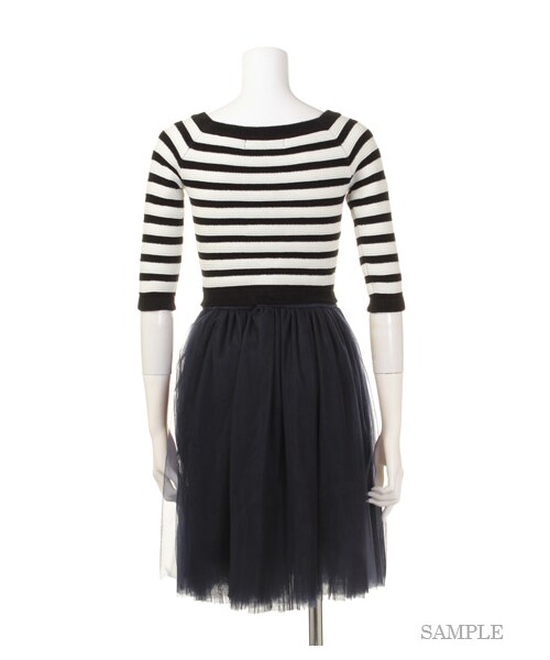 LILY BROWN（リリーブラウン）の「[2014AW MOOK限定]クロップドニットコンビチュールスカート（トップス＋ボトムセット・レディース・GRY/NVY・F）」の4枚目の写真